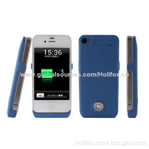 Ultra slim power bank case for iPhone 4/4S, 2,000mAh lightning USB port 7 colors 1 year warranty OEM